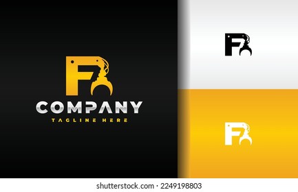 letter F grapple construction logo