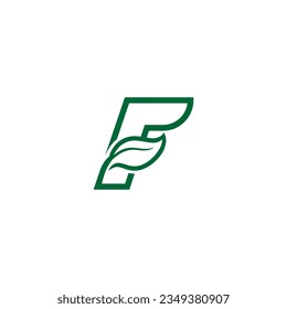 Buchstabe F und grüne Blatt, Vektorgrafik für Symbol, Symbol oder Logo. geeignet für natürliches Produktlogo. Buchstabe F