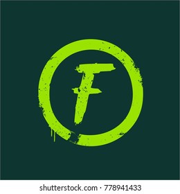 letter F Grunge Brush Circle Design Logo Template