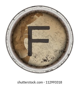 Letter F grunge typewriter key