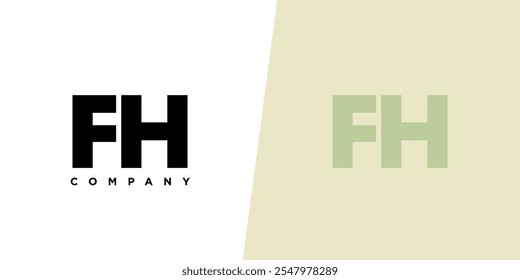 Letra F y H, Plantilla de diseño de logotipo FH. Logotipo inicial basado en monograma mínimo.