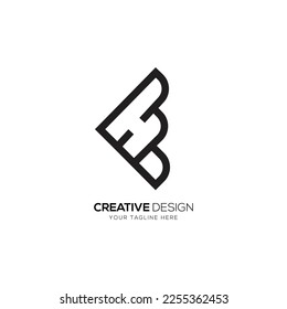 Letter F H negative space modern monogram logo