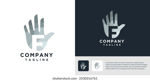 Letter F hand logo design template	