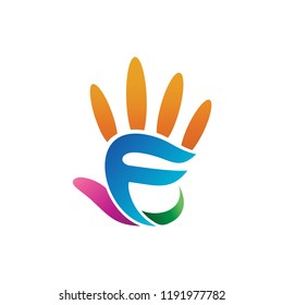 Letter F Hand Logo Vector