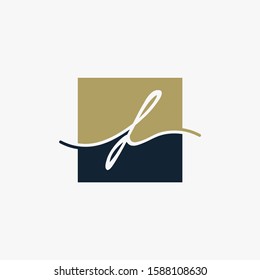 Letter F handwriting with square  concept. handwriting logo of initial signature, decoration, fashion, jewelry, boutique, and botanical with creative template for any company or business - vector