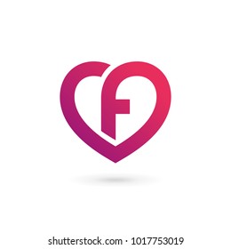 Letter F heart logo icon design template elements