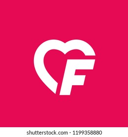 Letter F heart logo icon design template elements