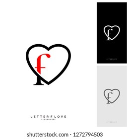 Letter F heart logo icon design template elements. Initial F with Love logo concepts - Vector