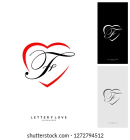 Letter F heart logo icon design template elements. Initial F with Love logo concepts - Vector