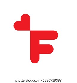 Letter F heart love minimal logo design