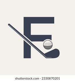 Letter F Hockey Tournament Logo. Ice Hockey Badge Logo Template