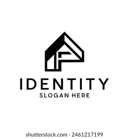 Letter F Home geometric simple logo, creative design template