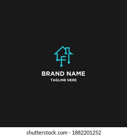 Letter F Home logo tech vector icon real estate