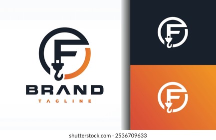 letra F gancho guindaste logotipo