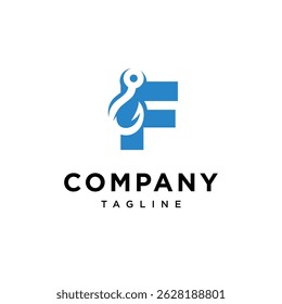 Letter F Hook Logo Icon Vector
