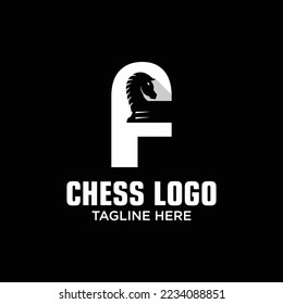 Letter F Horse Chess Logo Design Template Inspiration, Vector Illustration.