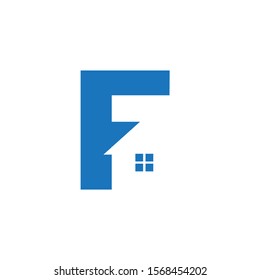 Letter F house illustration logo concept