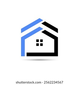 Letter F House Logo. Logo featuring a house shape made with bold lines, giving the design a balanced and modern aesthetic suitable for housing or construction-related branding.