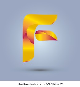 Letter F icon design and elegant typographic concept. gradient red and yellow