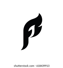 Letter f icon with fire shape design.