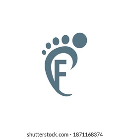 Letter F icon logo combined with footprint icon design template