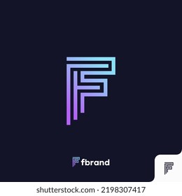 Letter F icon logo flat colorful design