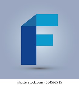 Letter F icon and logo template. Flat design and elegant typographic. Blue