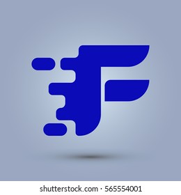 Letter F icon and logo template.  New Flat design and elegant typographic concept. spread the font. Blue