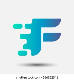 Letter F icon and logo template.  New Flat design and elegant typographic. spread the font. Gradient blue and green