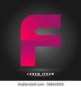 Letter F icon and logo template. Flat and elegant typographic. paper concept. gradient red and purple