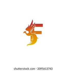 Letter F icon with phoenix logo design template illustration