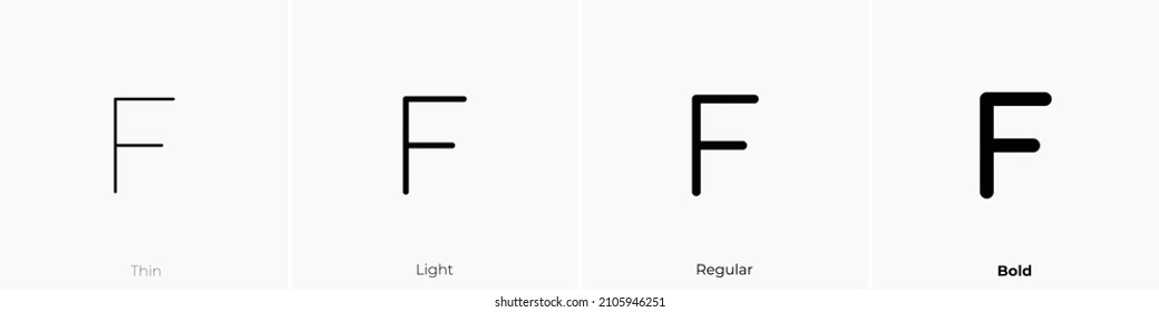 letra f. Diseño delgado, ligero y audaz aislado en un fondo blanco