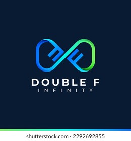 Letter F Infinity Logo design and Blue Green Gradient Colorful symbol for Business Company Branding and Corporate Identity