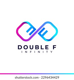 Letter F Infinity Logo design and Gradient Colorful symbol for Business Company Branding and Corporate Identity