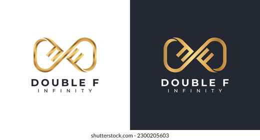 Letter F Infinity Logo design and Gold Elegant symbol for Business Company Branding and Corporate Identity