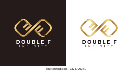 Letter F Infinity Logo design and Premium Gold Elegant symbol for Business Company Branding and Corporate Identity