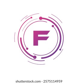 Letter F Initial Cyber Multimedia Logo