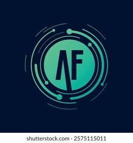 Letter A F Initial Cyber Multimedia Logo