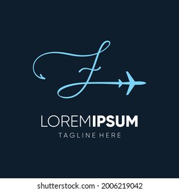 Letter F Initial Jet Plane Logo Design Vector Icon Emblem Illustration Graphic