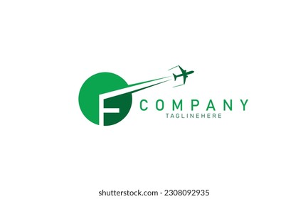 Letra F Logotipo inicial Plano Jet Diseño Icono Icono Emblema Ilustración Gráfico