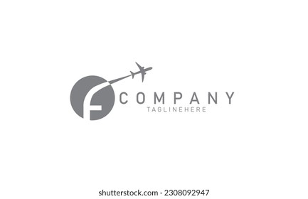 Letter F Initial Jet Plane Logo Design Vector Icon Emblem Illustration Graphic