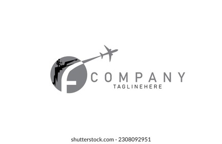 Letter F Initial Jet Plane Logo Design Vector Icon Emblem Illustration Graphic