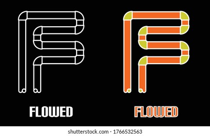 Letter F Initial Logo shaped from Bending Pipes. Fit for business, company logo, card, architecture, water related, etc.