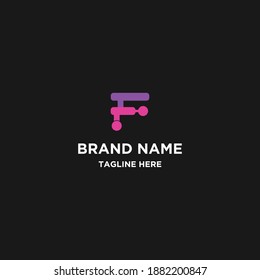 letter F initial logo tech vector icon