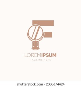 Letra F Icono de diseño del logotipo de espejo retrovisor inicial Emblema gráfico Ilustración plantilla de fondo