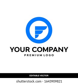 letter F initial modern geometric logo design