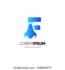 Letter F Initial Nose Logo Design Vector Icon Graphic Emblem Illustration 