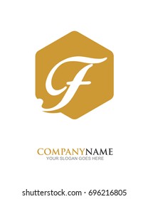 Letter F initial polygon logo template vector