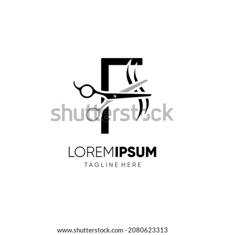 Letter F Initial Scissor Logo Design Icon Graphic Emblem Illustration Background Template