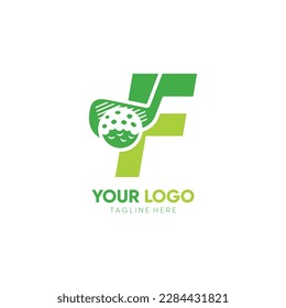 Letra F Logotipo inicial de golf Stick Diseño Icono de vectores Ilustración gráfica Emblema